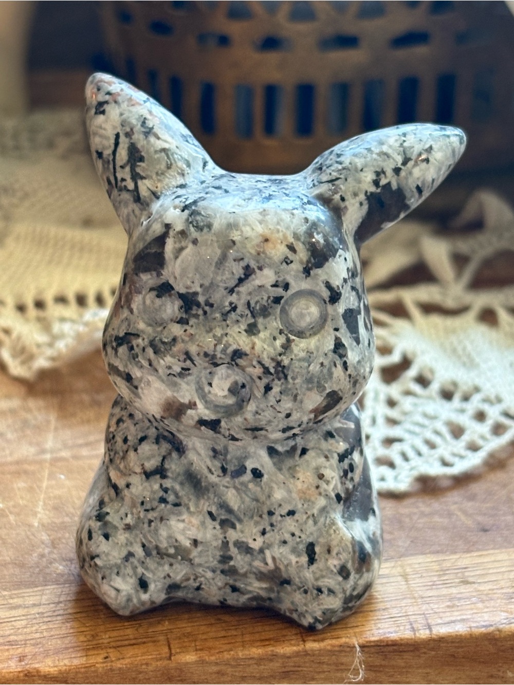 Hand Carved Stone Pikachu Figurine | Pokemon Inspired Crystal Decor